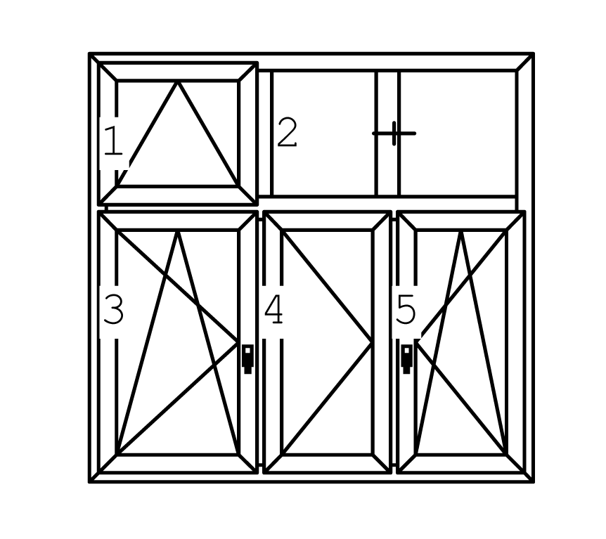 1) sklopné okno, 2) fixní okno, 3) otevíravě-sklopné okno, 4) otevíravé okno, 5) otevíravě sklopné okno 1) sklopné okno, 2) fixní okno, 3) otevíravě-sklopné okno, 4) otevíravé okno, 5) otevíravě sklopné okno