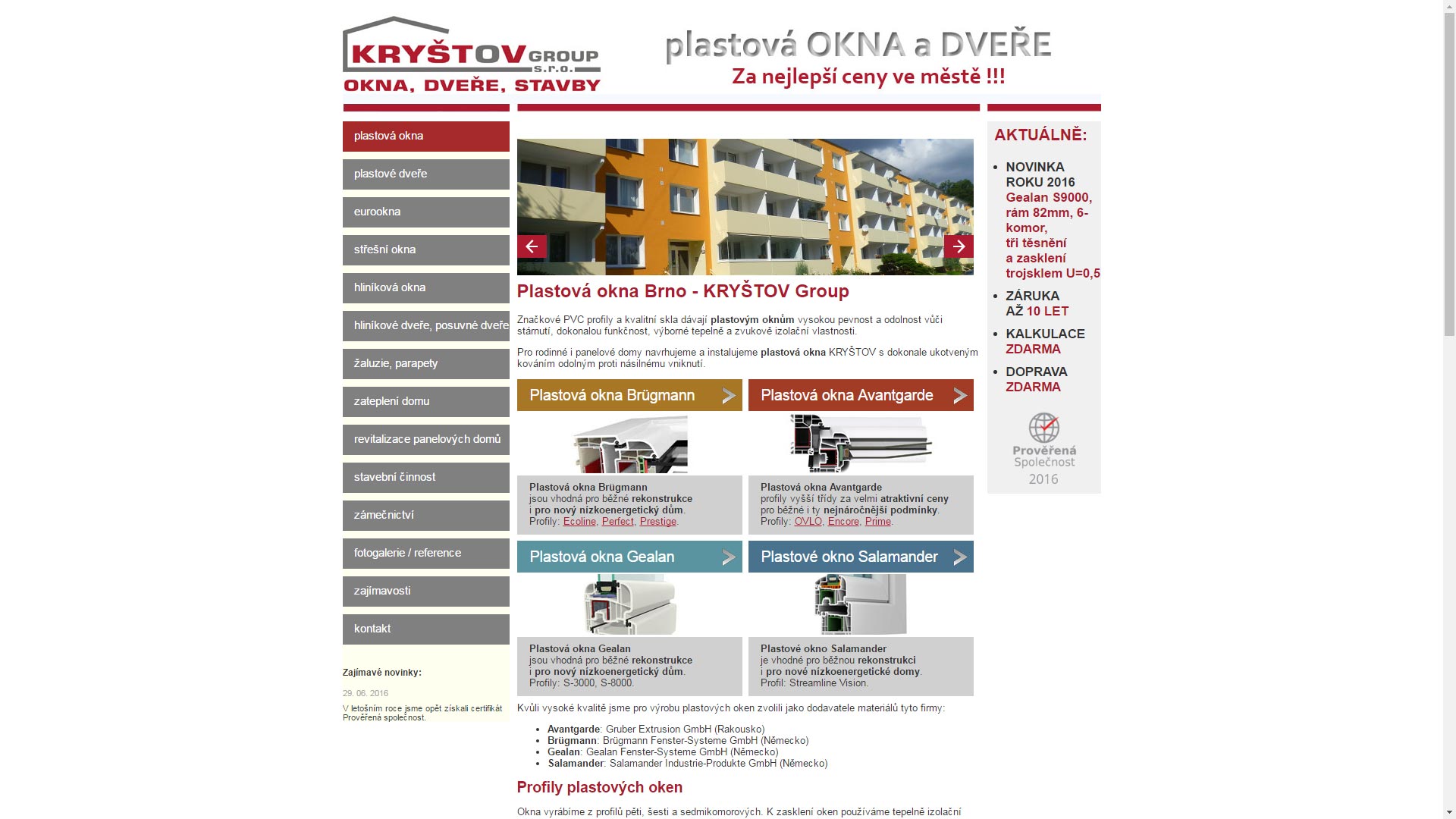 Kryštov group, s.r.o. - web výrobce plastových oken